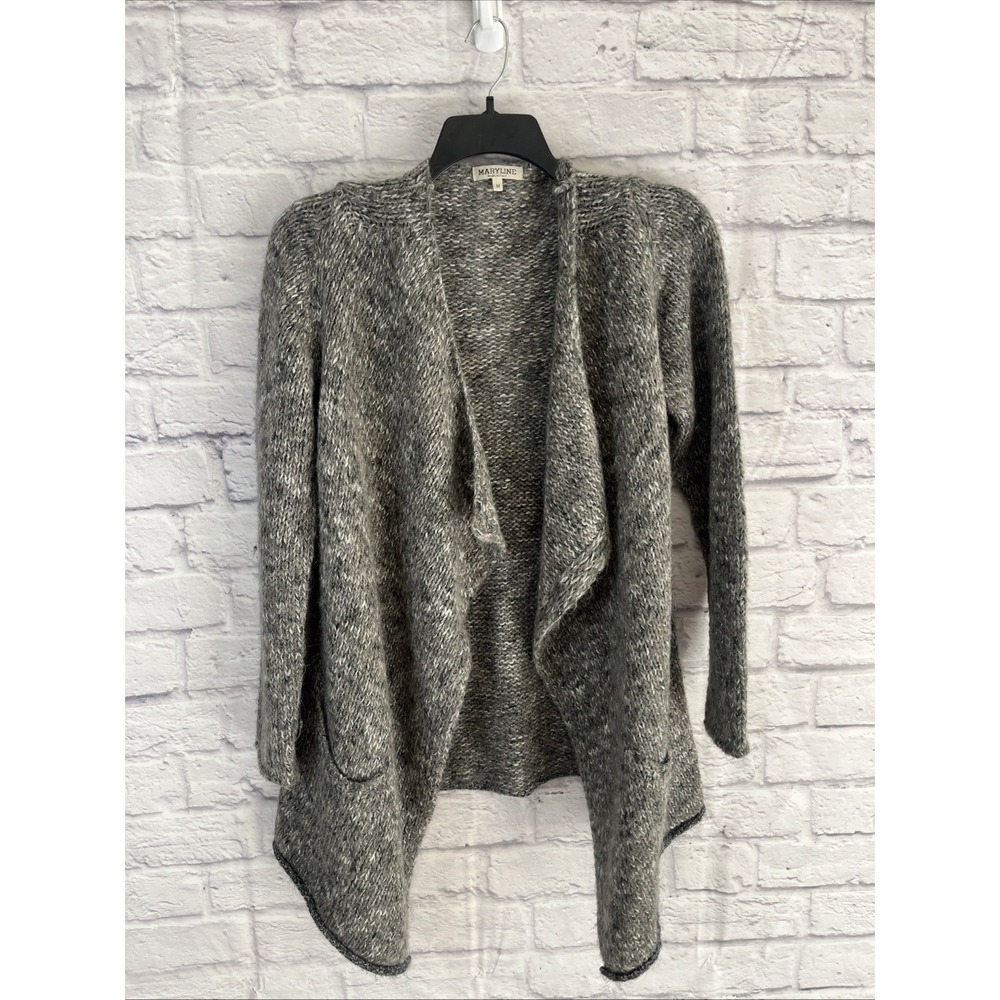 Maryline Coastal Grandma Italian Made Wool Mohair Blend Draped Front Cardigan M